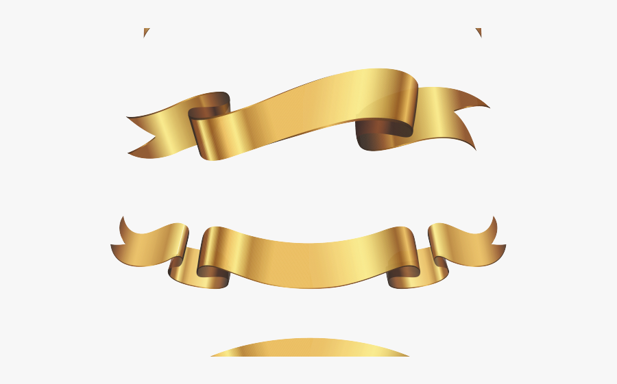 Golden Clipart Gold Ribbon - Silver Ribbon Banner Png, Transparent Clipart