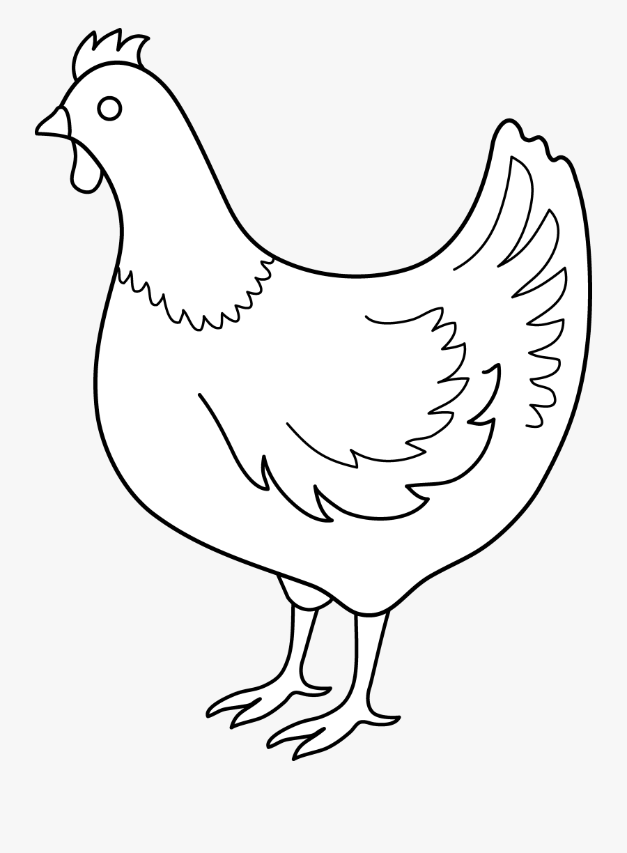 Colorable Hen Line Art Free Clip Clipart - Chicken, Transparent Clipart