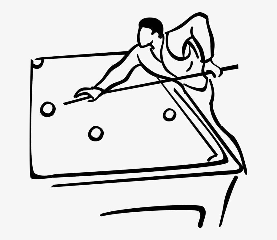 Vector Illustration Of Sport Of Billiards Player Plays - Playing Billiards Clipart Black And White, Transparent Clipart