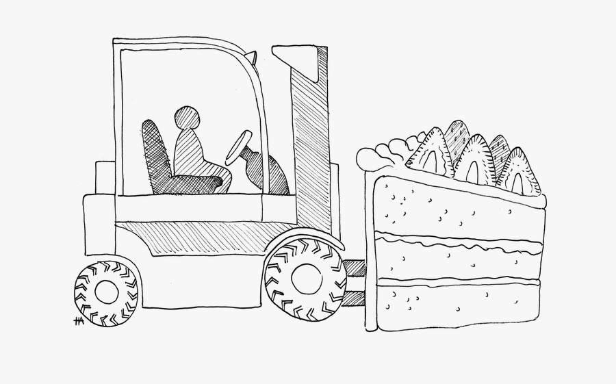 Fork Truck Lineart - Line Art, Transparent Clipart