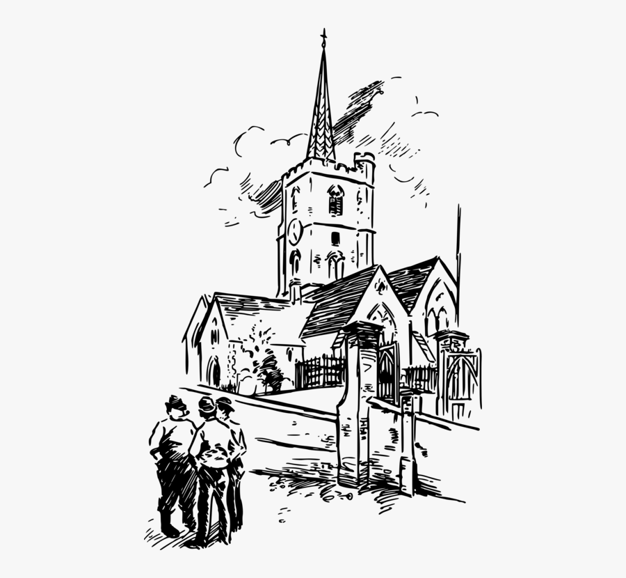 Transparent Church Steeple Clipart Black And White - Churches Drawing Cartoon, Transparent Clipart