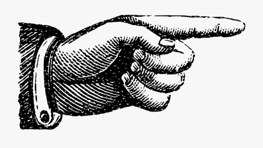 Vintage Pointing Finger, Transparent Clipart