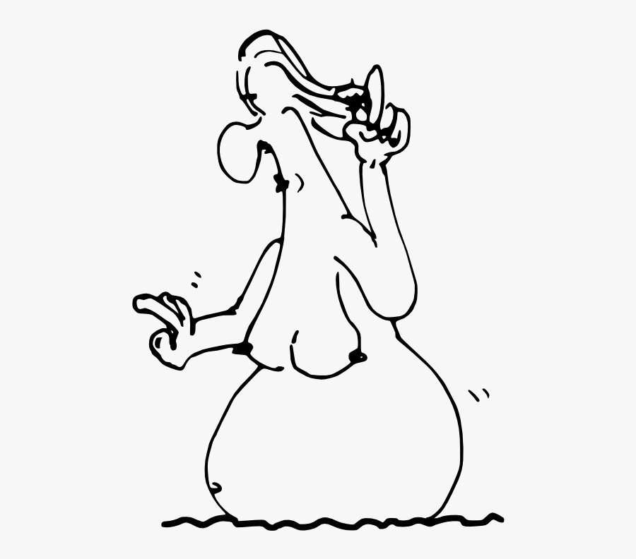 Doodle Woman In The See Black White Line Art 555px - Line Art, Transparent Clipart