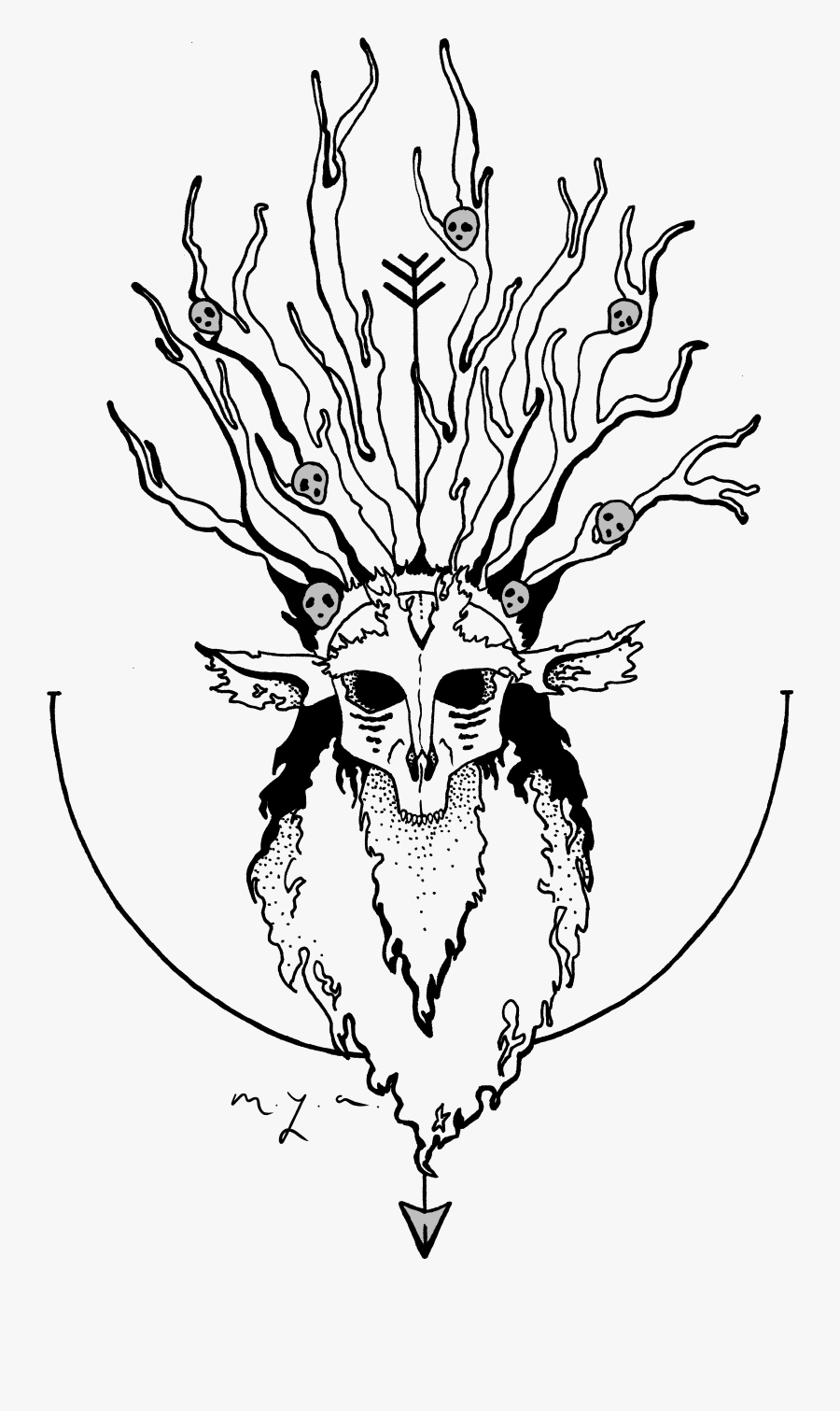 Clip Art Simple Orchid Tattoo - Deer God Tattoo, Transparent Clipart