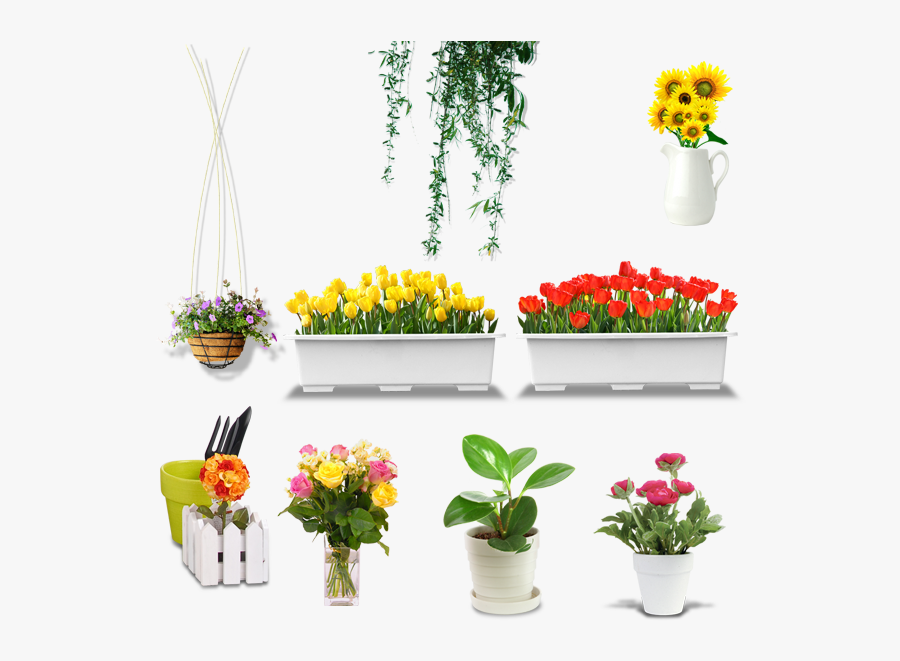 Transparent Flower Vase Clipart - Vasos Flores Vermelhas E Amarelas, Transparent Clipart