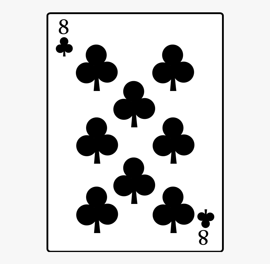 8 Of Clubs - 4 Of Clubs Card, Transparent Clipart