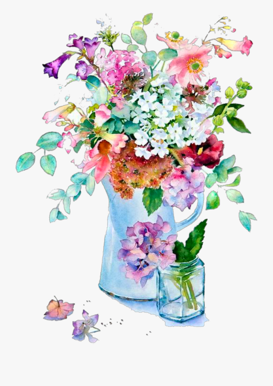 #ftestickers #watercolor #flowers #vase #bouquet #colorful - Watercolor Painting, Transparent Clipart