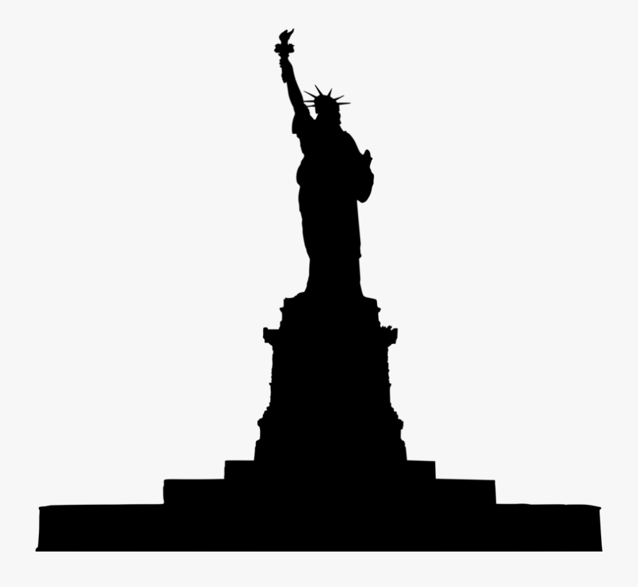 City,silhouette,statue - Statue Of Liberty, Transparent Clipart