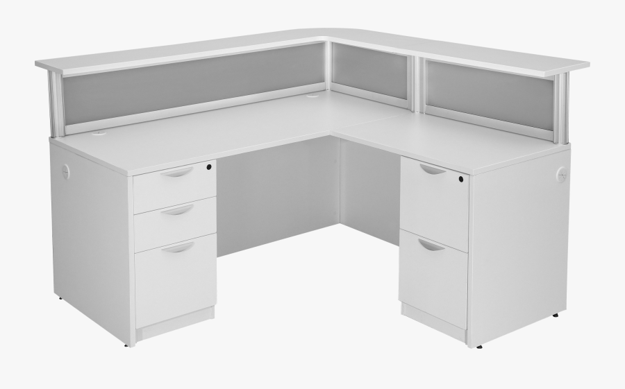 Desk,furniture,computer Desk,table,filing Property,chest - Reception Corner Desk Whits, Transparent Clipart