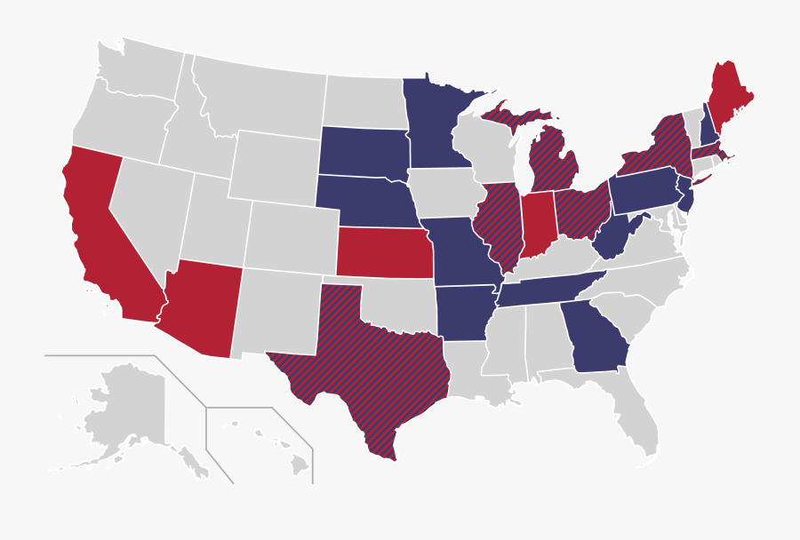 Combined Home States Of Democratic Party And Republican - Map Of Measles Outbreaks 2019, Transparent Clipart