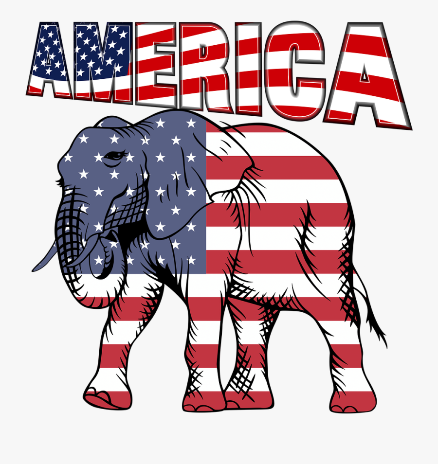 Transparent American Flag Png - American Flag With Elephant, Transparent Clipart
