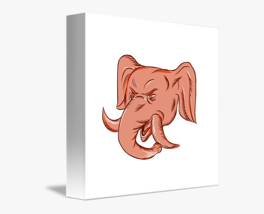 Republican Elephant Mascot Head Etching - African Elephant, Transparent Clipart