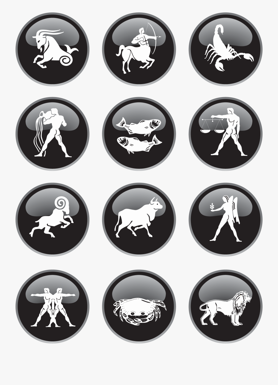 Black Zodiac Signs Png Clipart Picture - Zodiac Signs Symbols Png, Transparent Clipart