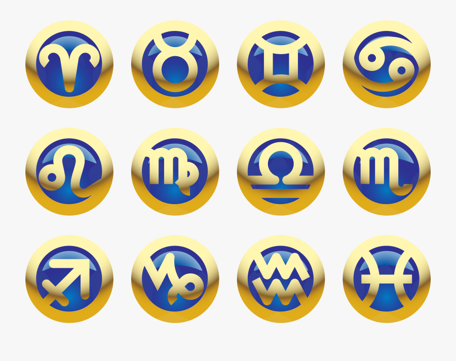 Golden Blue Zodiac Signs Png Clipart Image - Signs Zodiac Symbols Png, Transparent Clipart