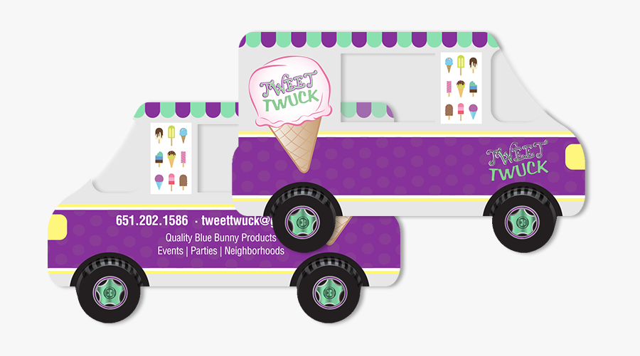 Ice Cream Truck Business Card - Business Cards In Shape Of Truck, Transparent Clipart