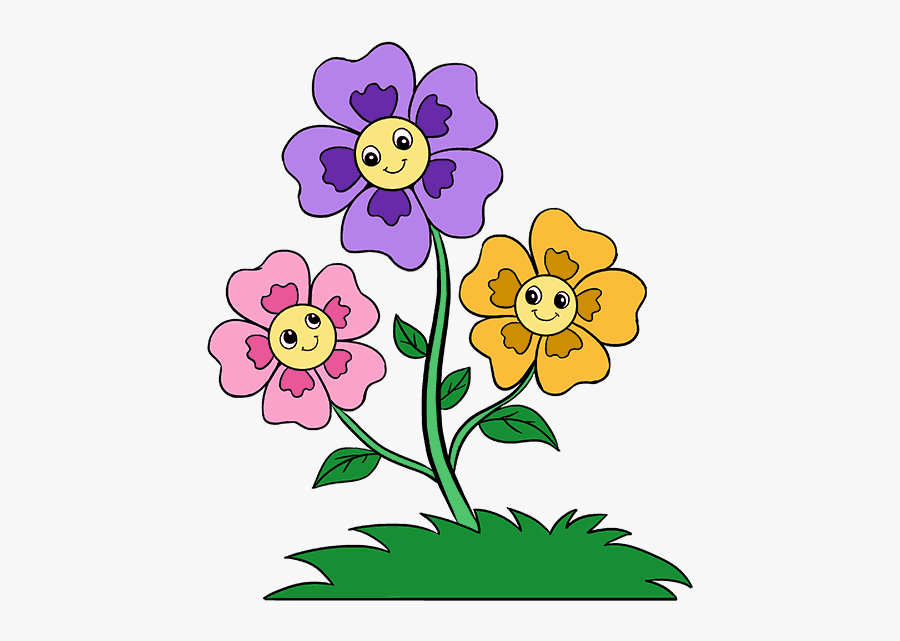Flower,clip Art,plant,cut Plant,wildflower - Easy Draw In Cartoons Flowers, Transparent Clipart