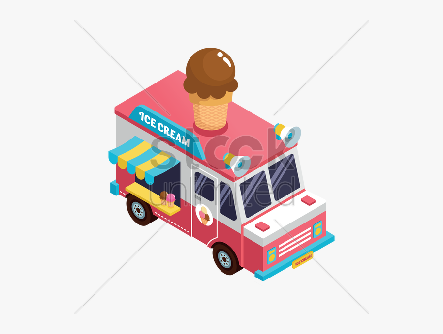 Ice Cream Truck Isometric, Transparent Clipart