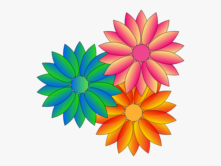 Multi Coloured Daisies Svg Clip Arts - Cartoon Butterflies And Flowers, Transparent Clipart