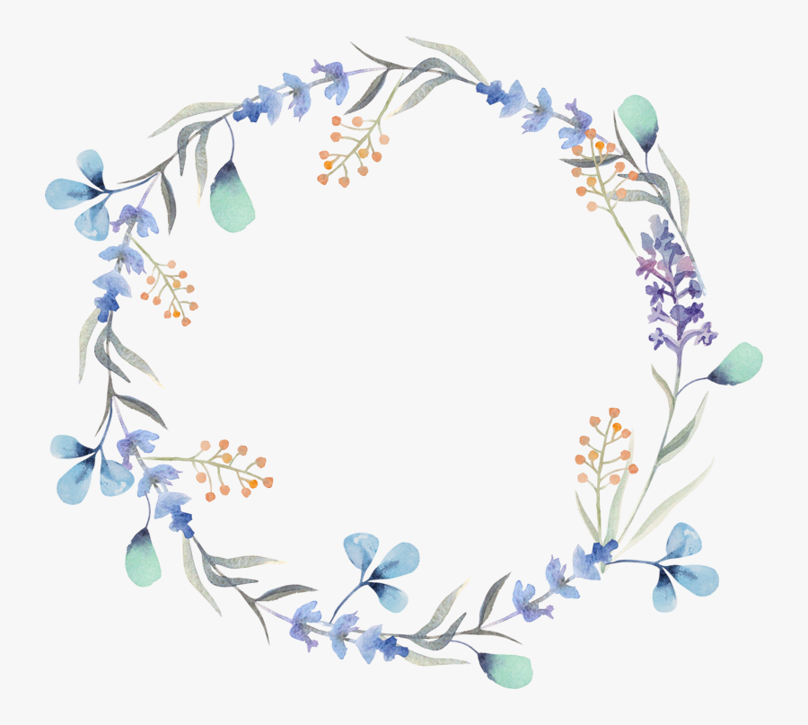 Transparent Free Watercolor Clipart - Transparent Background Blue Watercolor Flower Wreath, Transparent Clipart