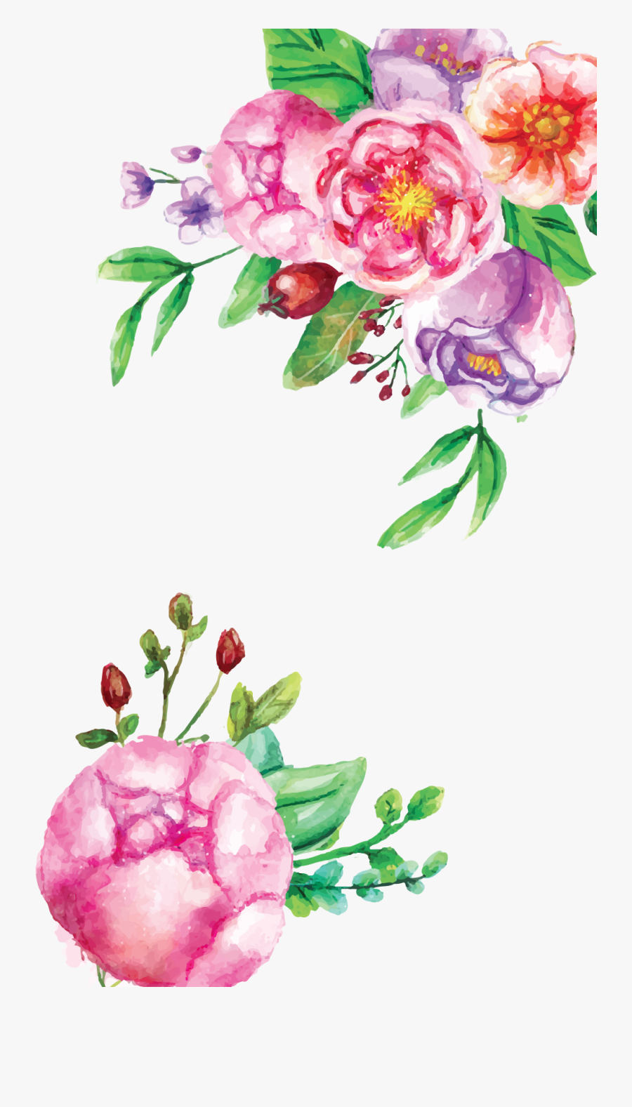 Free Icons Png Pink Floral Watercolor Transparent - Pink Floral Cliparts, Transparent Clipart