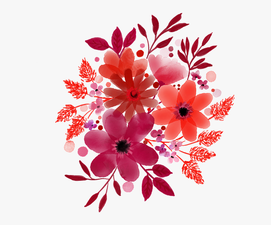 Watercolour Flowers, Red, Watercolor, Nature, Floral - Water Color Red Flower Png, Transparent Clipart