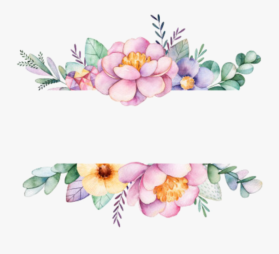 Free Png Download Watercolor Flowers Frame Png Images - Background Floral Frame Png, Transparent Clipart