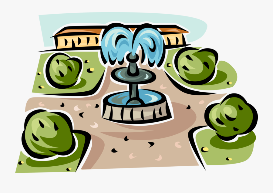 Vector Illustration Of Garden Water Fountain, Transparent Clipart