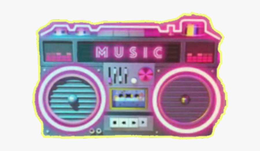 Music Musicbox Boombox Neon Retro Vintage Throwback Boombox Free Transparent Clipart Clipartkey - neon 80s boombox roblox