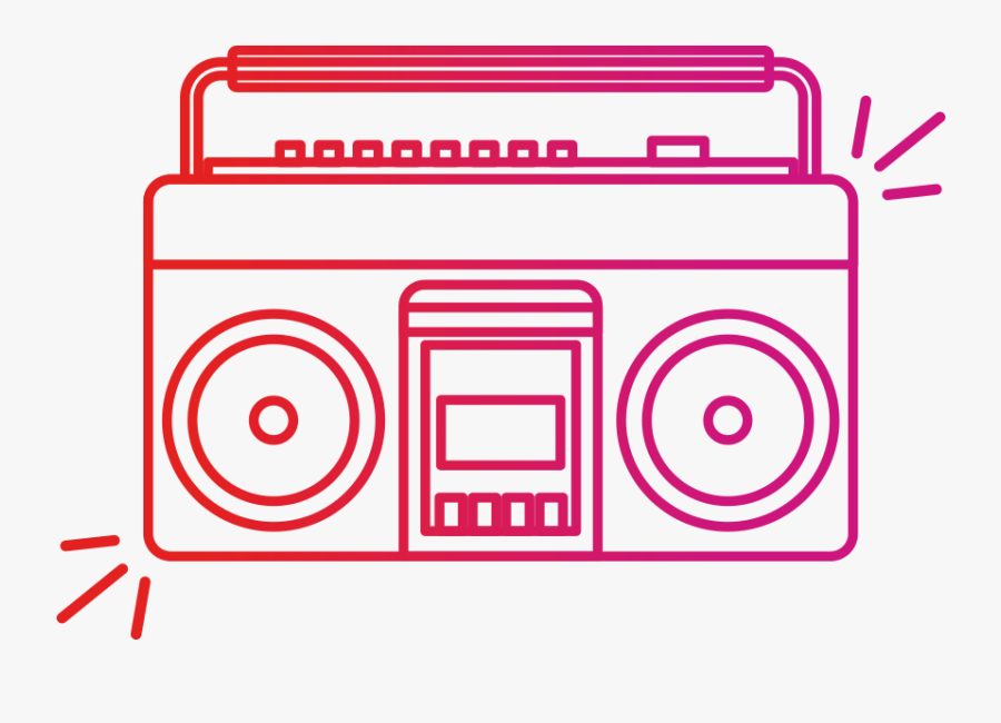 Boombox Outline, Transparent Clipart