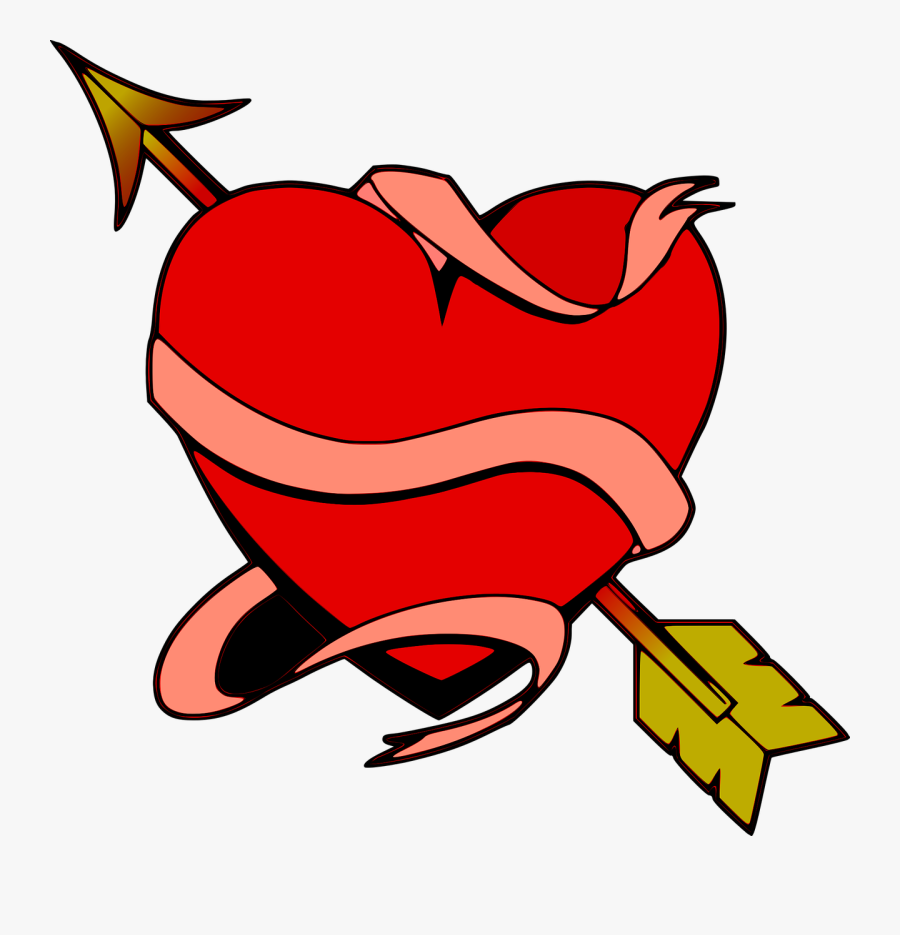 Heart, Love, Arrow, Decorative, Romantic, Valentine - Heart With Arrow, Transparent Clipart