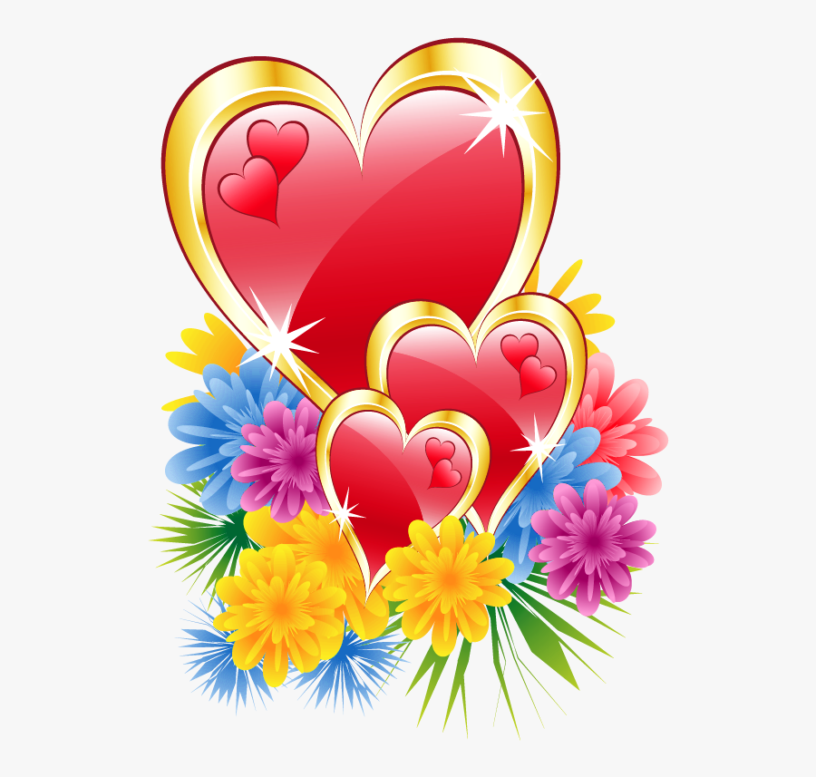 Valentines Heart And Flowers, Transparent Clipart