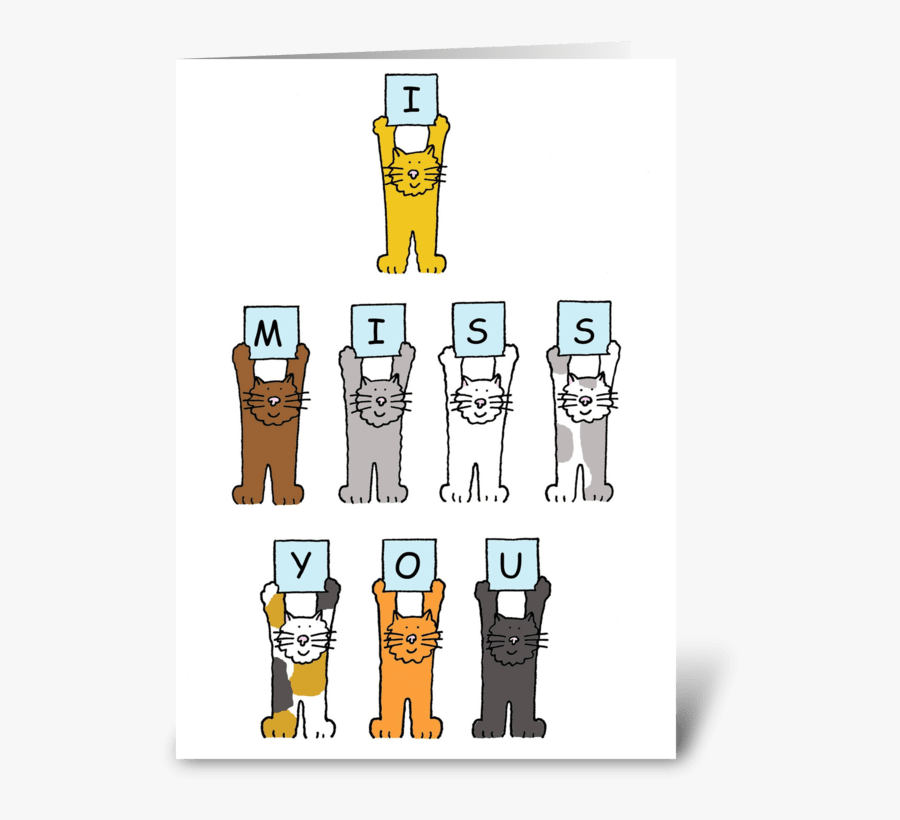 I Miss You Cats Greeting Card - Cat Cartoon For Retirement, Transparent Clipart