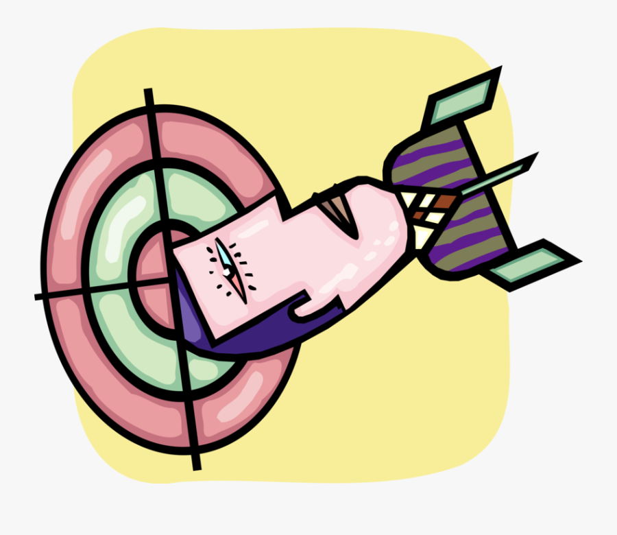 Vector Illustration Of Businessman Dart Hits Bullseye, Transparent Clipart