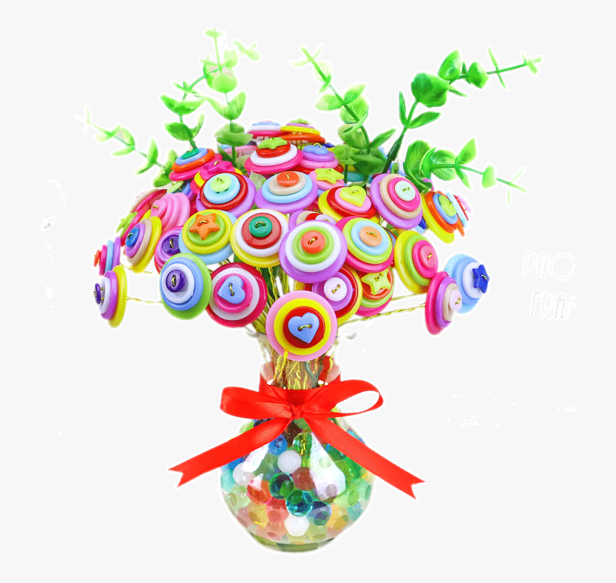 Children Button Flower Diy Handmade Creative Color - Button, Transparent Clipart