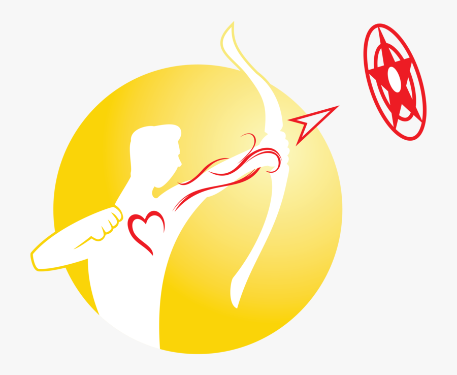 Man Shoots Arrow From Heart Into Bullseye - Illustration, Transparent Clipart