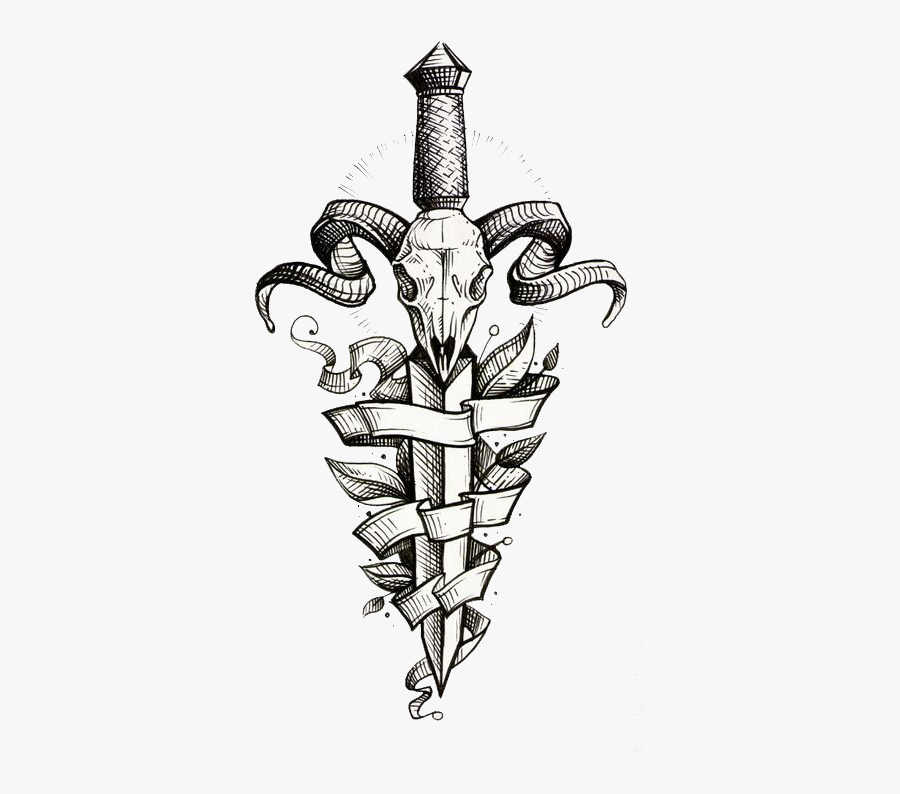 Decorative Tattoo Dagger Sleeve Painted Flash Hand - Sword Skull Tattoo, Transparent Clipart