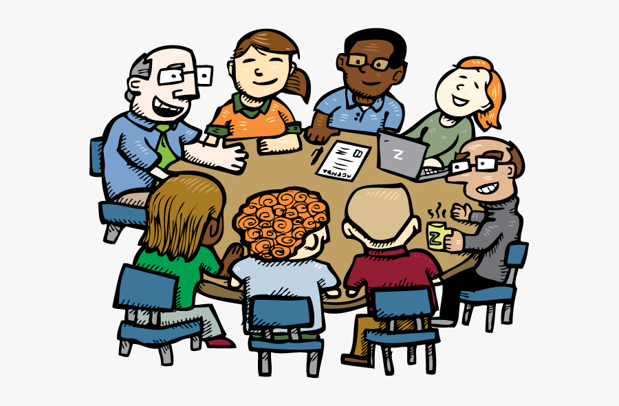 People Round A Table Cartoon, Transparent Clipart