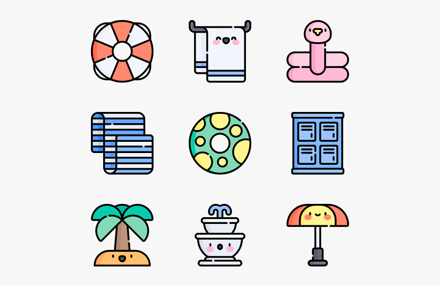 Water Park - Vector Icons Draft, Transparent Clipart