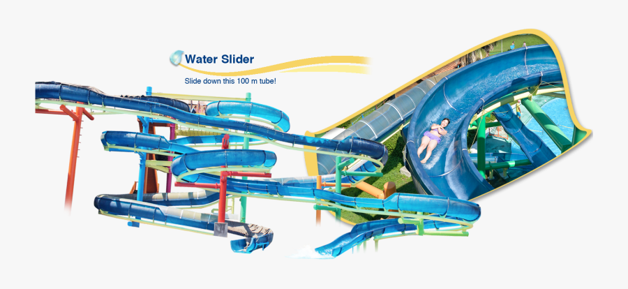 Slide Down This 100 M Tube - Water Park Slide Png, Transparent Clipart