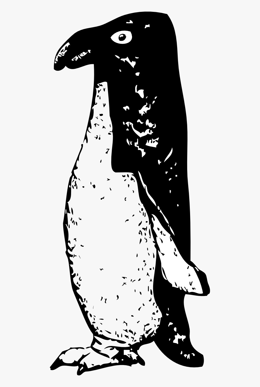 Funky Penguin Black White Line Art 555px - Clip Art, Transparent Clipart
