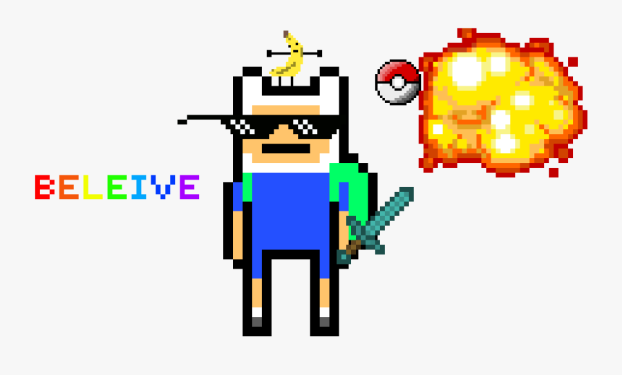 Adventure Time Pixel Finn, Transparent Clipart