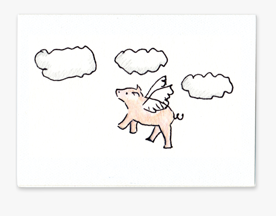 Pigs Fly - Line Art, Transparent Clipart