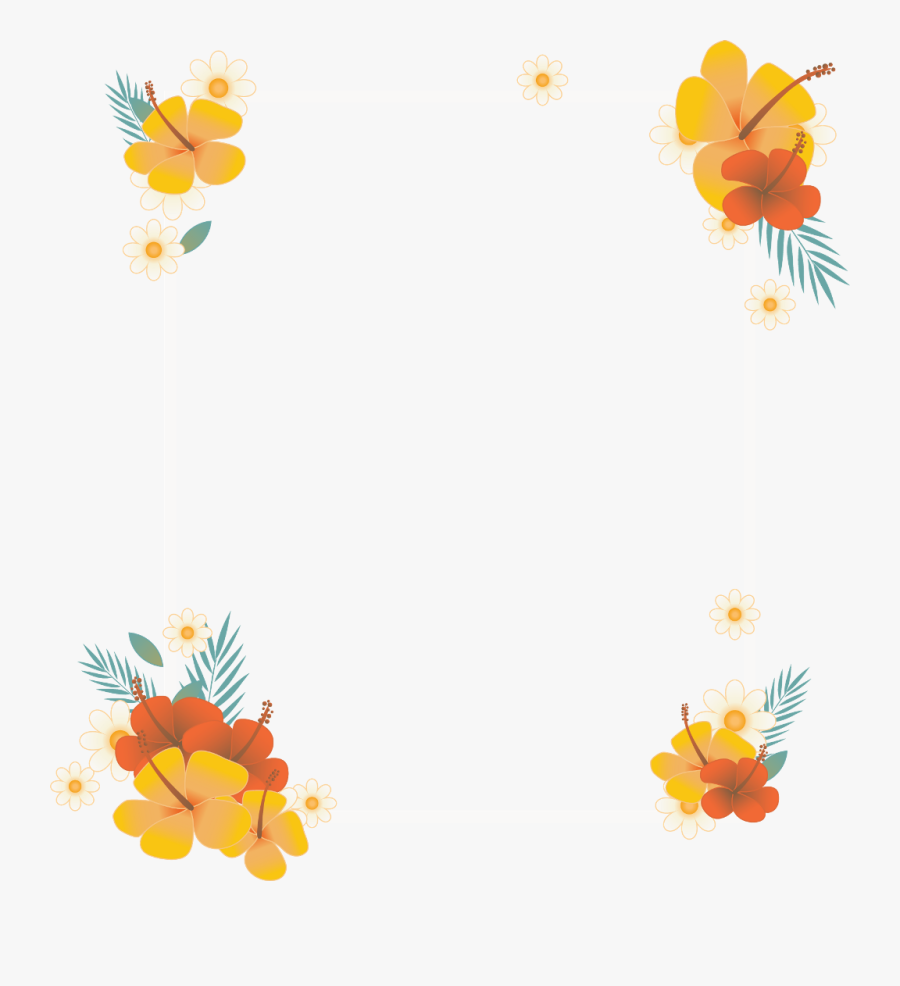 #frame #border #flowers #tropical #ftestickers Clipart - Tropical Flowers Frame Png, Transparent Clipart