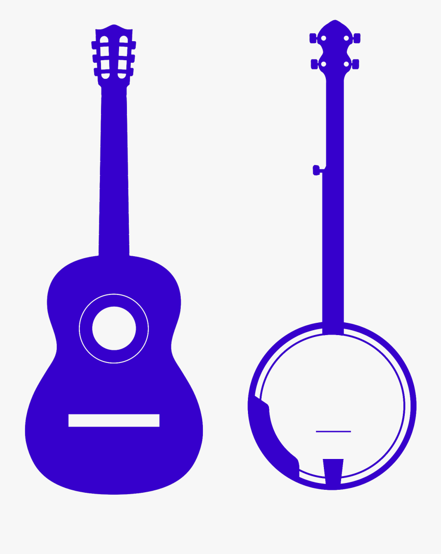 Hillbilly Clipart Banjo - Black And White Silhouette Guitar Vector, Transparent Clipart