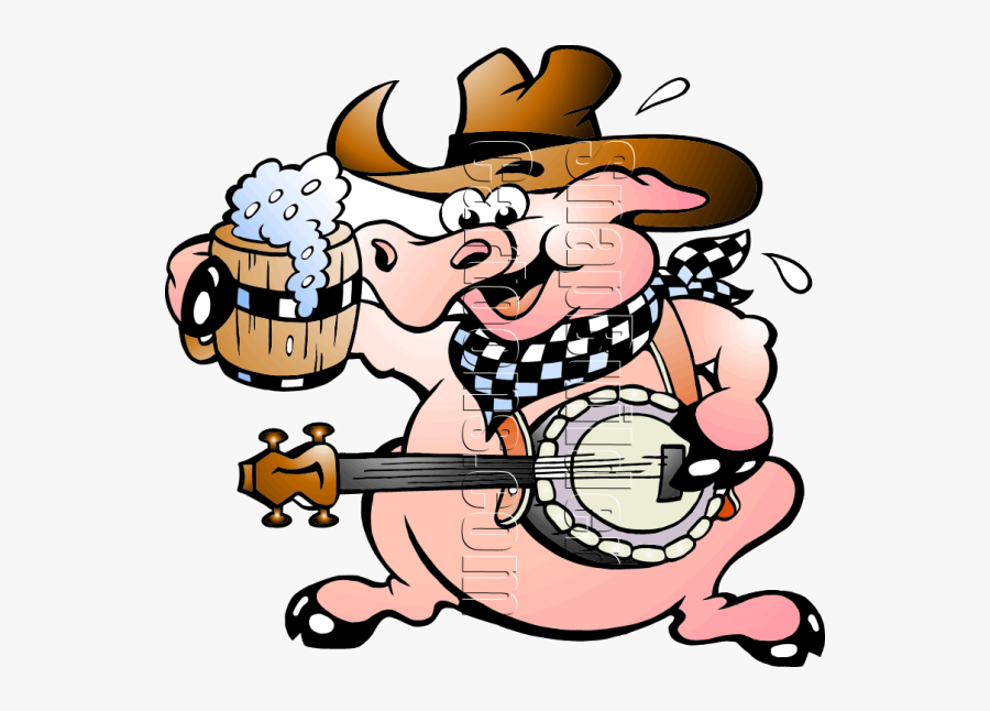 Pig Banjo Beer - Bbq And Music, Transparent Clipart
