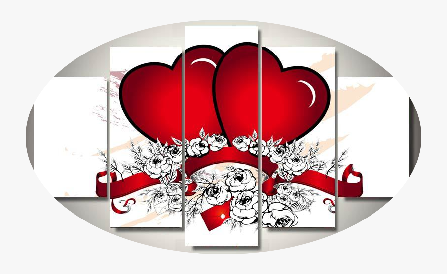"2 Hearts & Black & White Roses" - 2 Heart In Love, Transparent Clipart