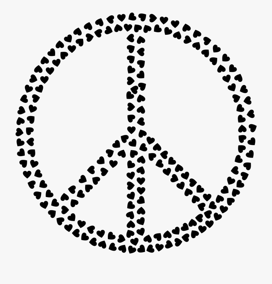 Peace Hearts Black - Circle Halftone Vector Design, Transparent Clipart