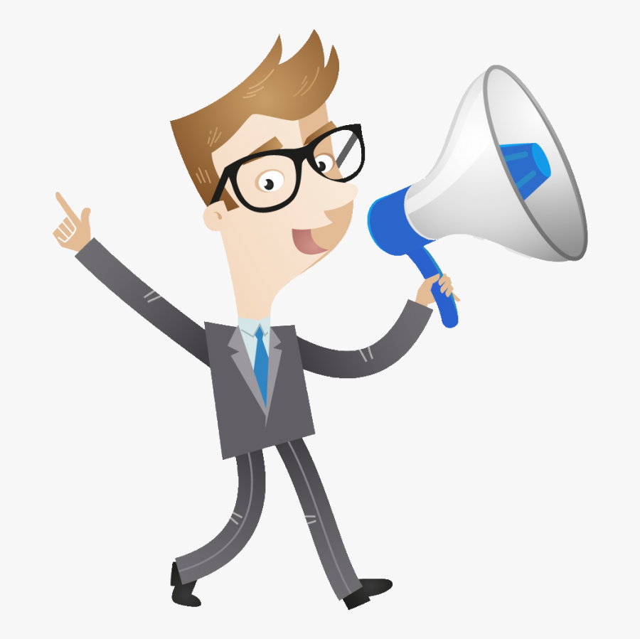 Transparent Clipart Männchen Kostenlos - Cartoon With Megaphone Png, Transparent Clipart