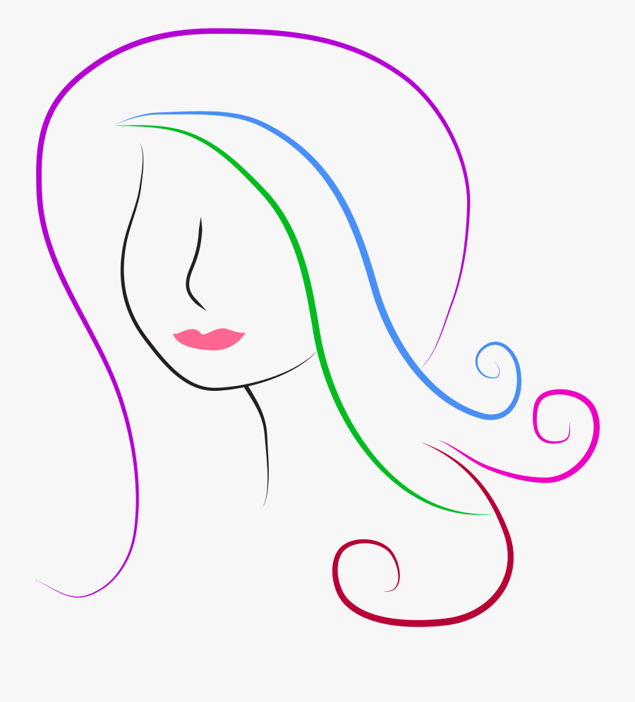 Stylized Female Head Line Art Clip Arts - Line Art, Transparent Clipart