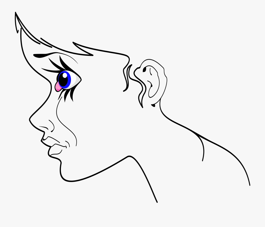 Female Profile Line Art Clip Arts - Anime Eye Profile, Transparent Clipart
